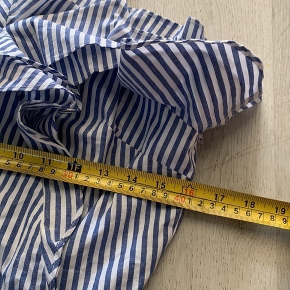 A New Day Blue & White Striped Faux‎ Wrap Dress Medium - Picture 5 of 7